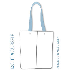 Croquis TOTE BAG-2 #5 anses cuir bleu ciel à personnaliser