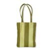 Tote bag en cuir d’agneau rayures olive concombre