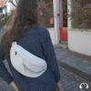 Sac banane en cuir de veau coloris meringue