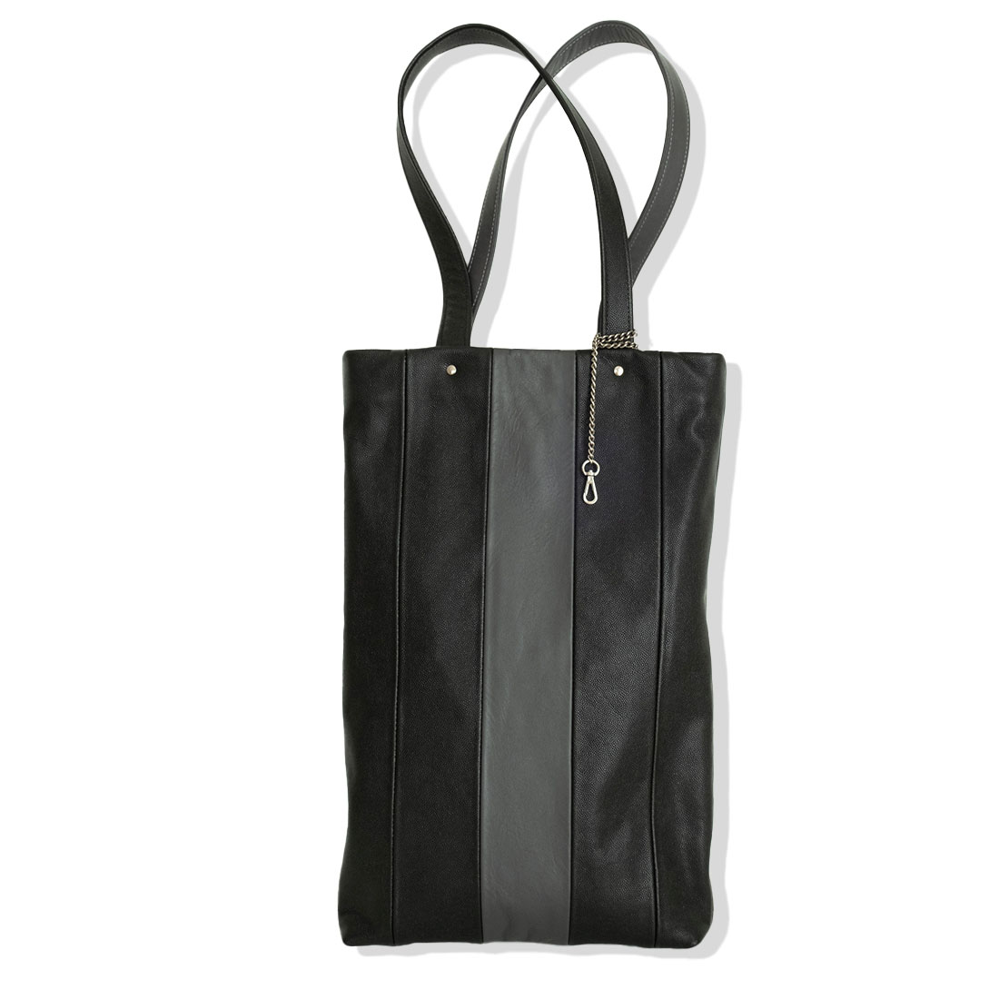 Tote bag XL en cuir de veau et agneau réglisse lentille