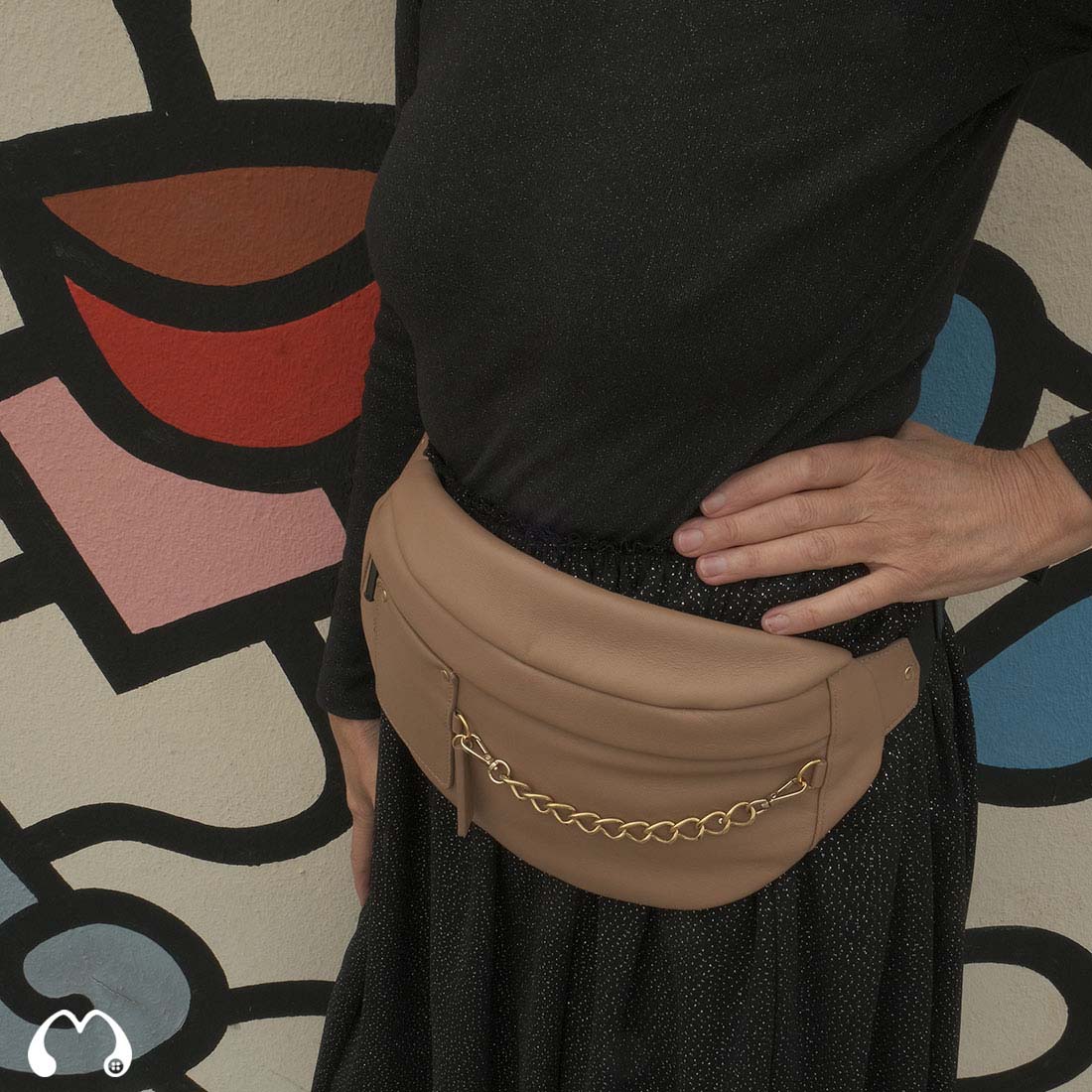 Sac banane cuir coloris caramel