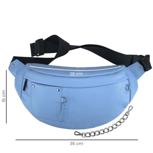 Sac banane en cuir coloris dragée bleue