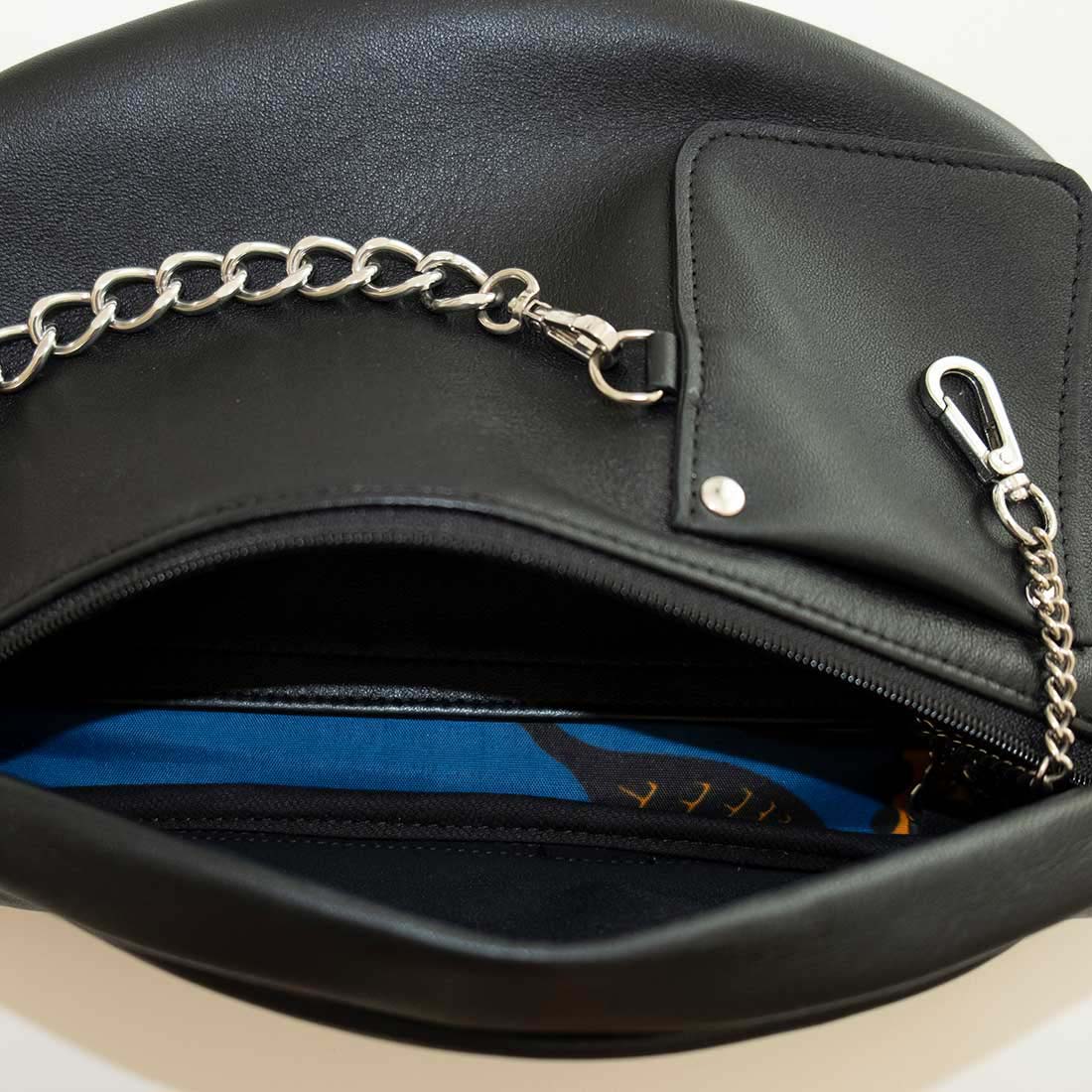 Sac banane en cuir coloris réglisse