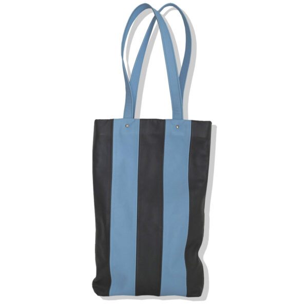 Tote bag XL cuir coloris gris lentille et bleu dragée