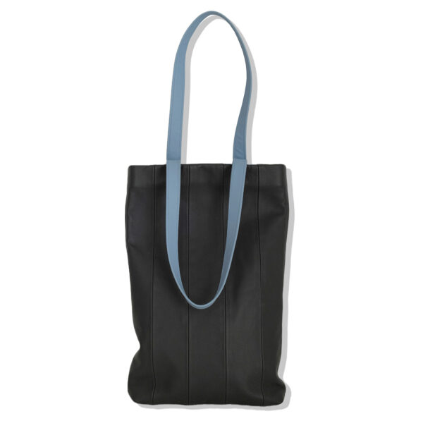 Tote bag XL cuir coloris gris lentille et bleu dragée