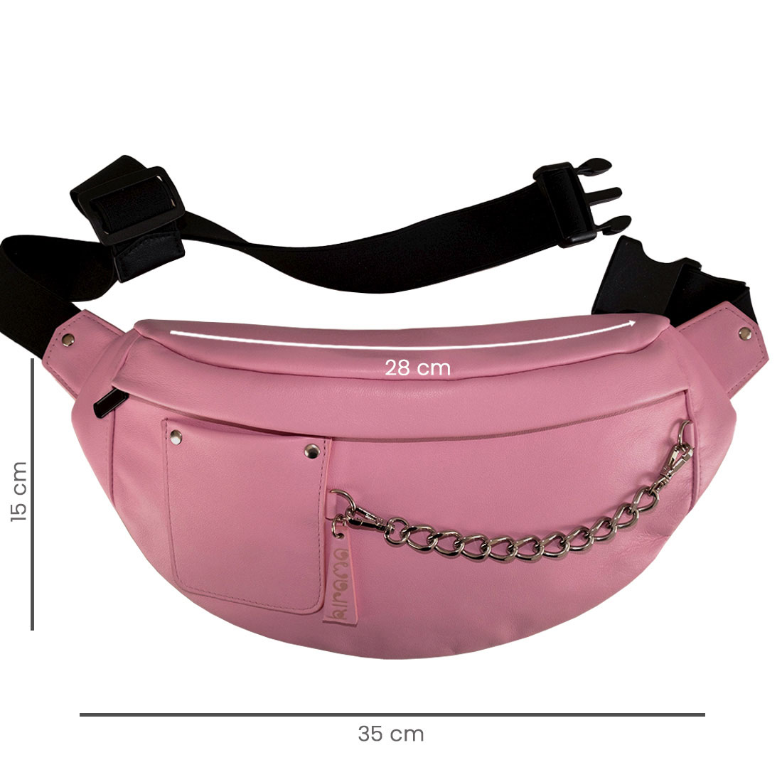 Sac banane en cuir coloris dragée rose