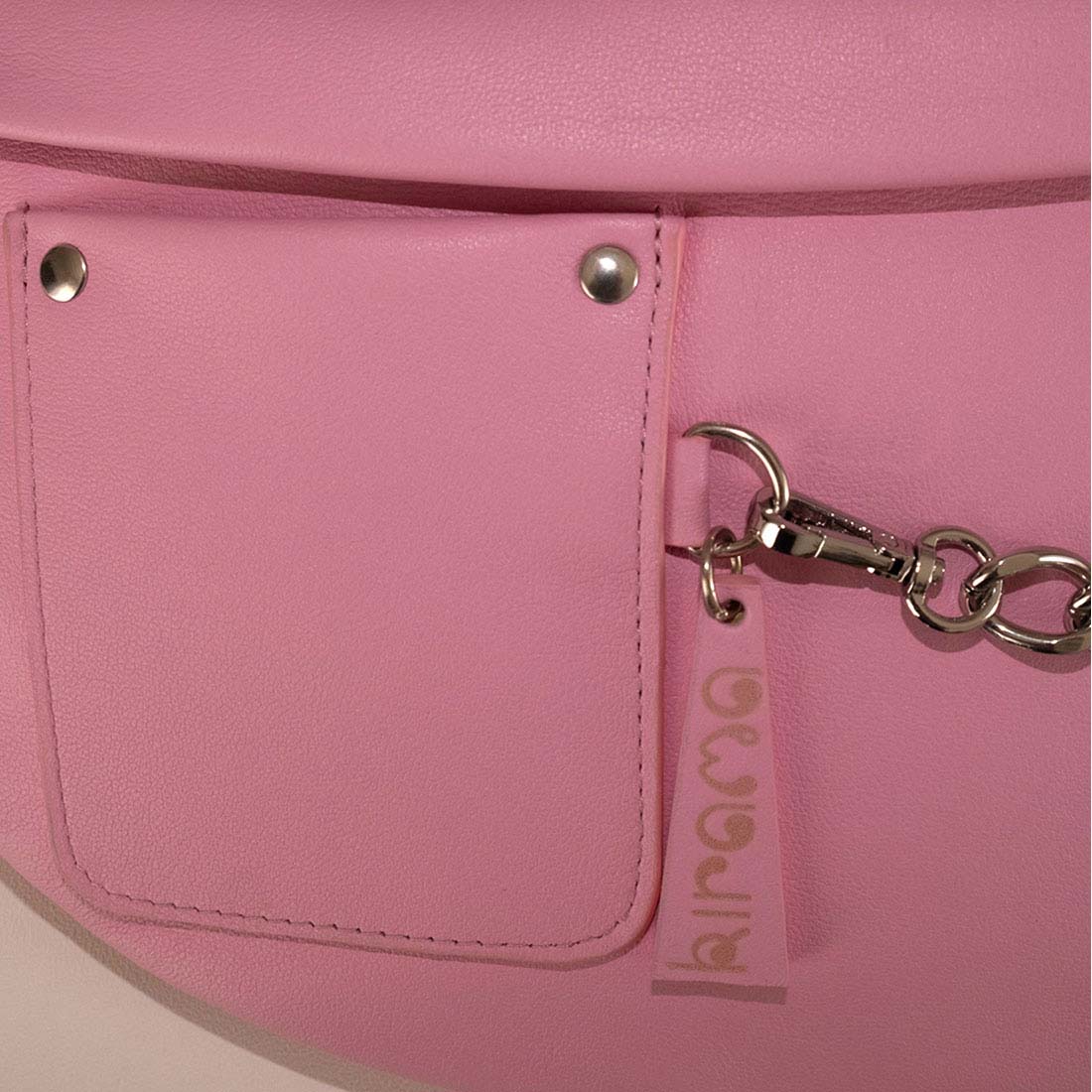 Sac banane en cuir coloris dragée rose