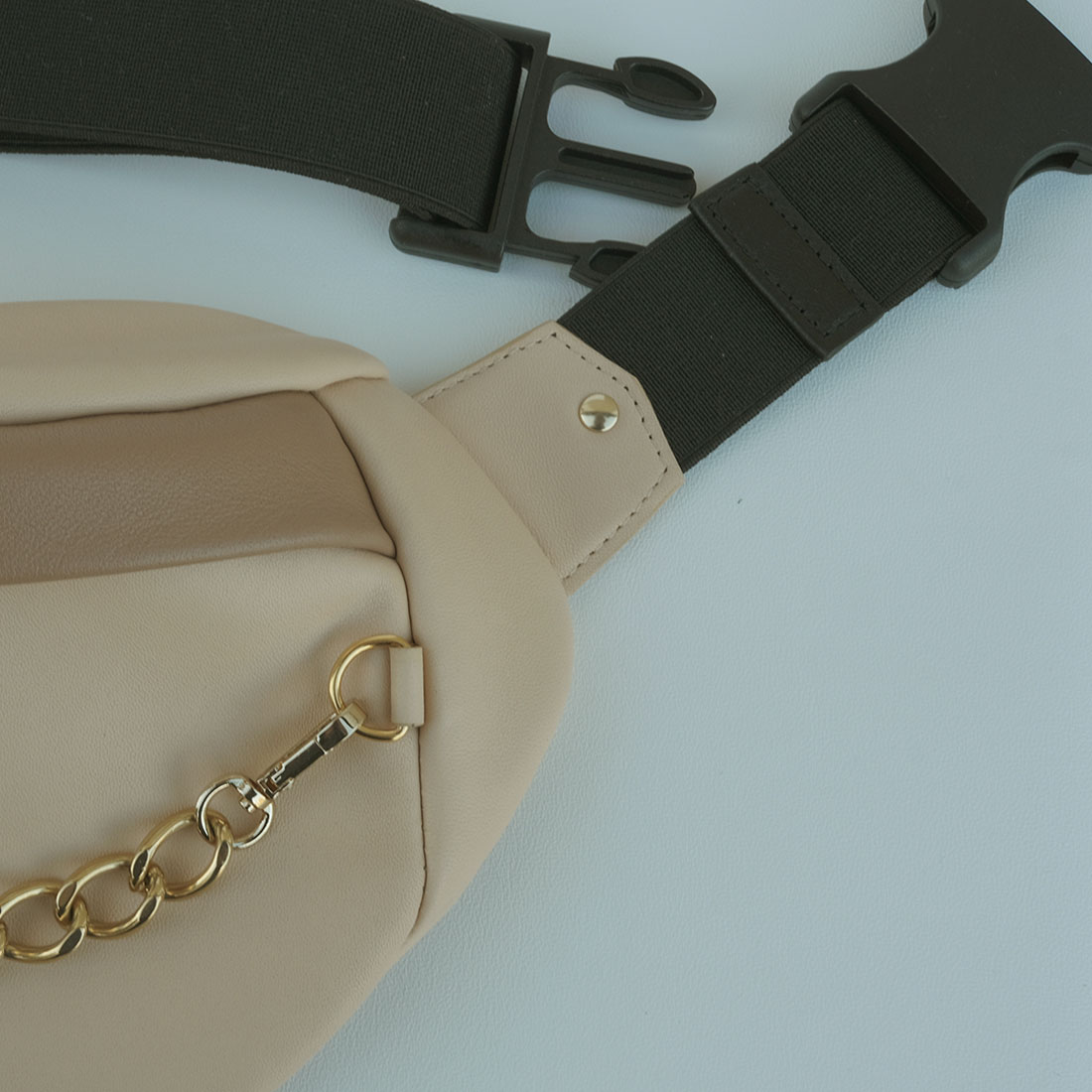 Sac banane en cuir d'agneau bicolore noisette et caramel