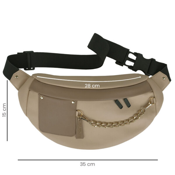 Sac banane en cuir d'agneau bicolore noisette et caramel
