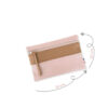 Pochette zippée rectangulaire en cuir d'agneau format midi coloris rose poudré caramel