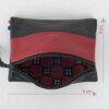 Mini pochette zippée rectangulaire en cuir d'agneau bicolore noir rouge