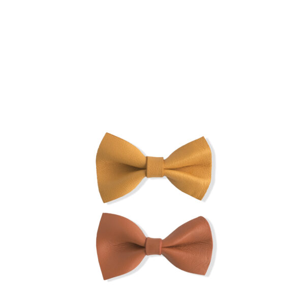 Barrette papillon en cuir d'agneau coloris jaune