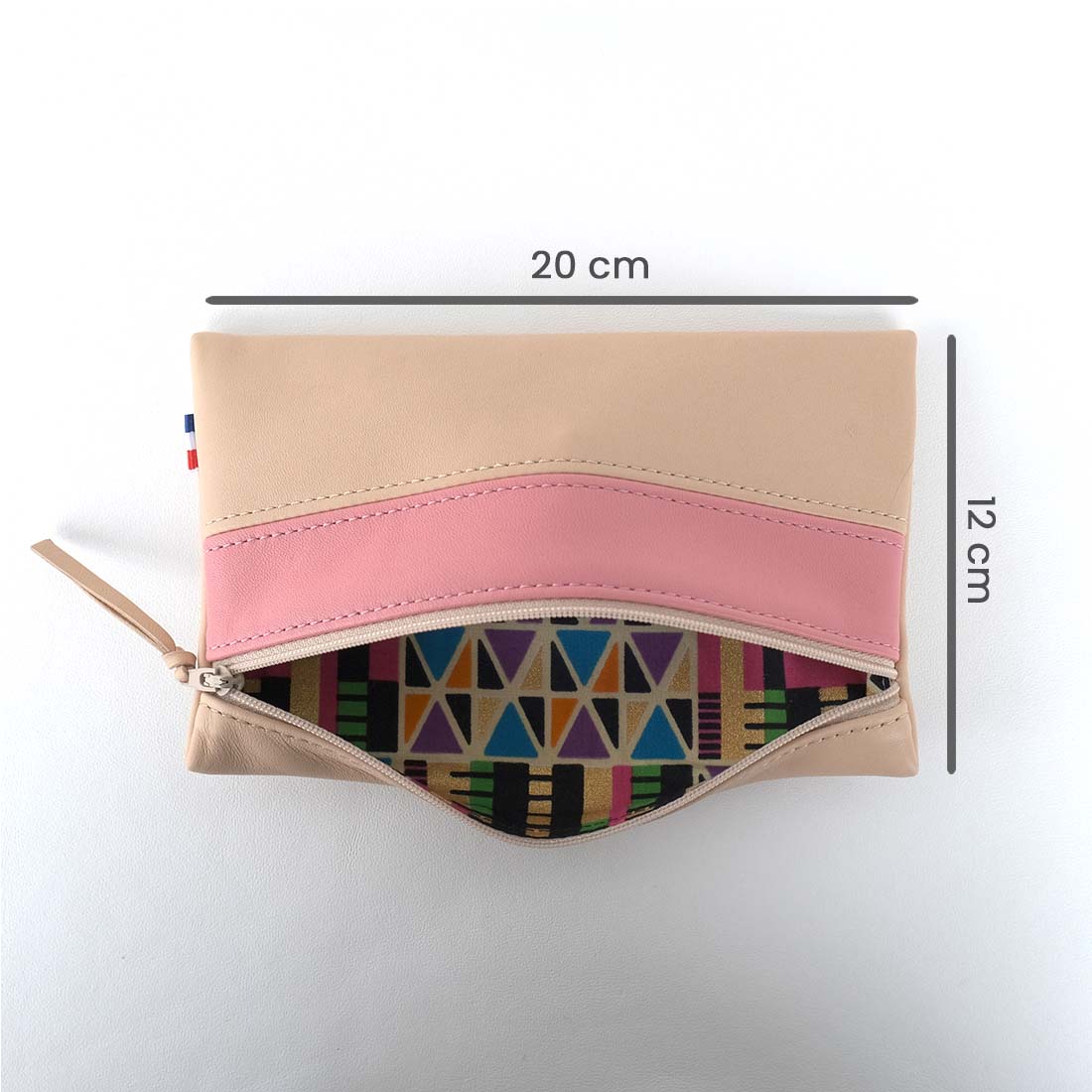 Pochette en cuir d'agneau coloris noisette praline