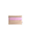 Pochette en cuir d'agneau coloris noisette rose dragée