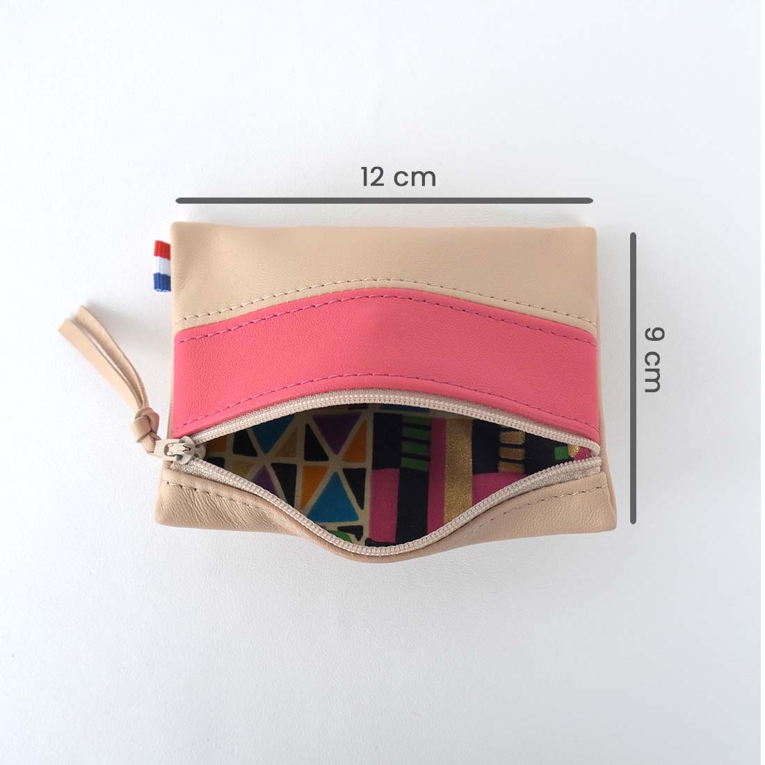 Pochette en cuir d'agneau coloris noisette fruit du dragon