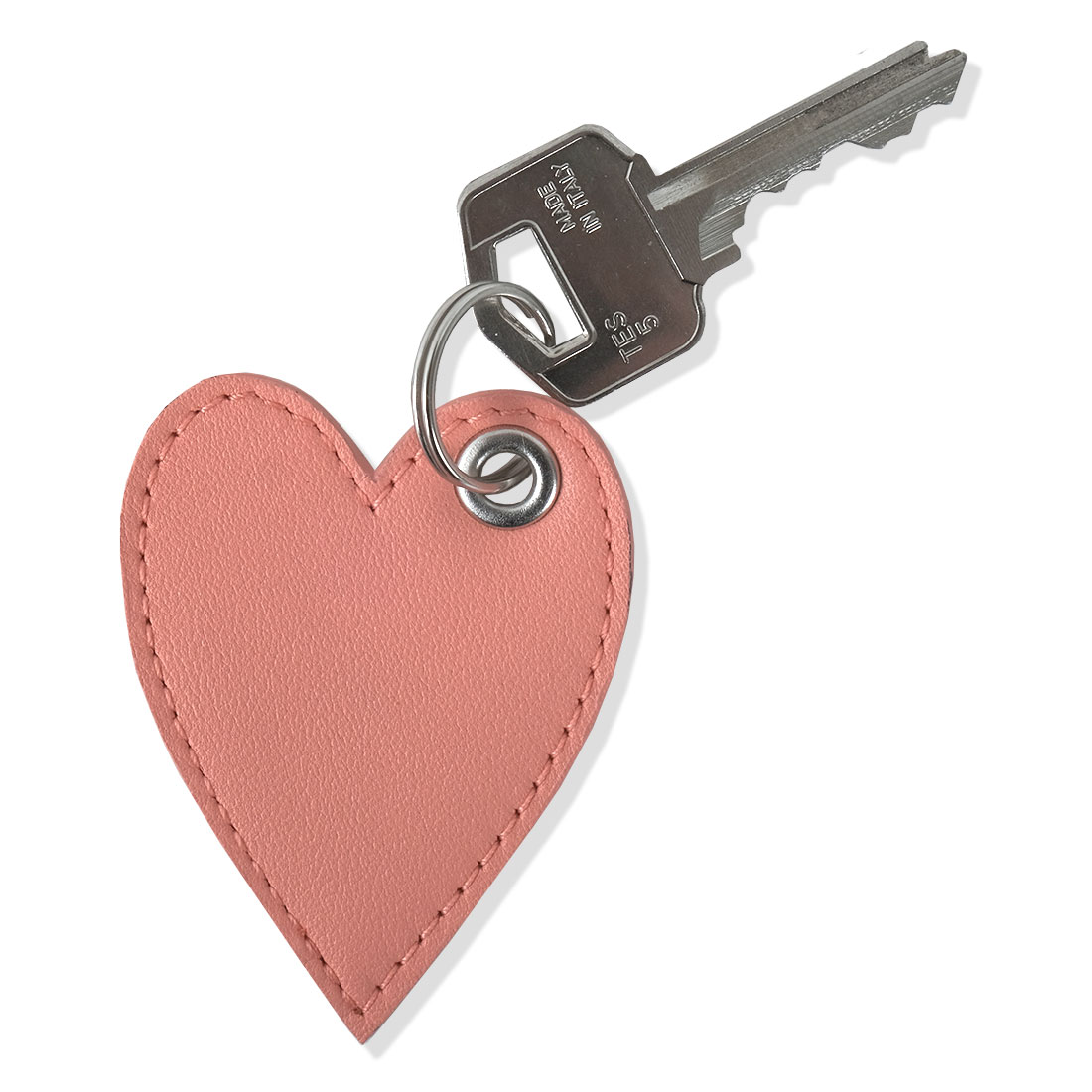 Porte-clé en cuir d'agneau rose langoustine