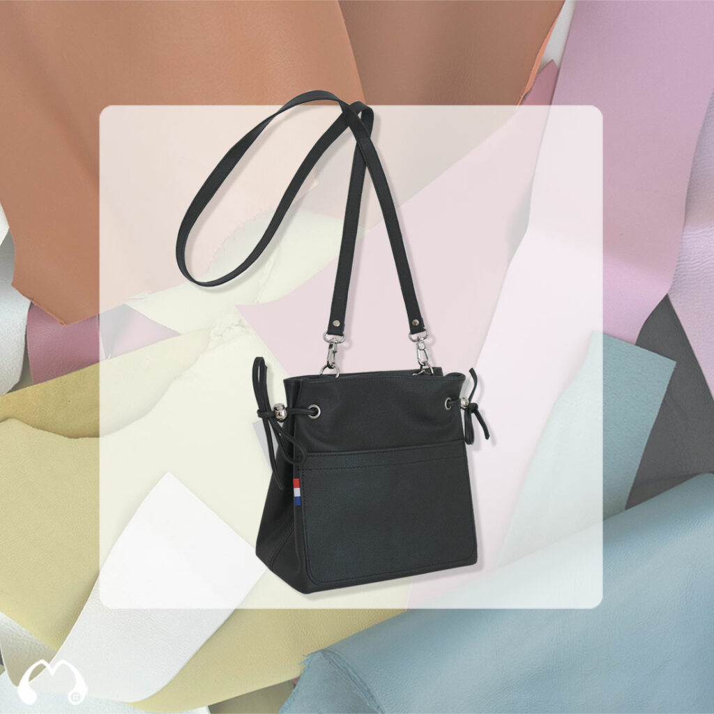 Mini sac cabas en cuir de veau grainé coloris réglisse