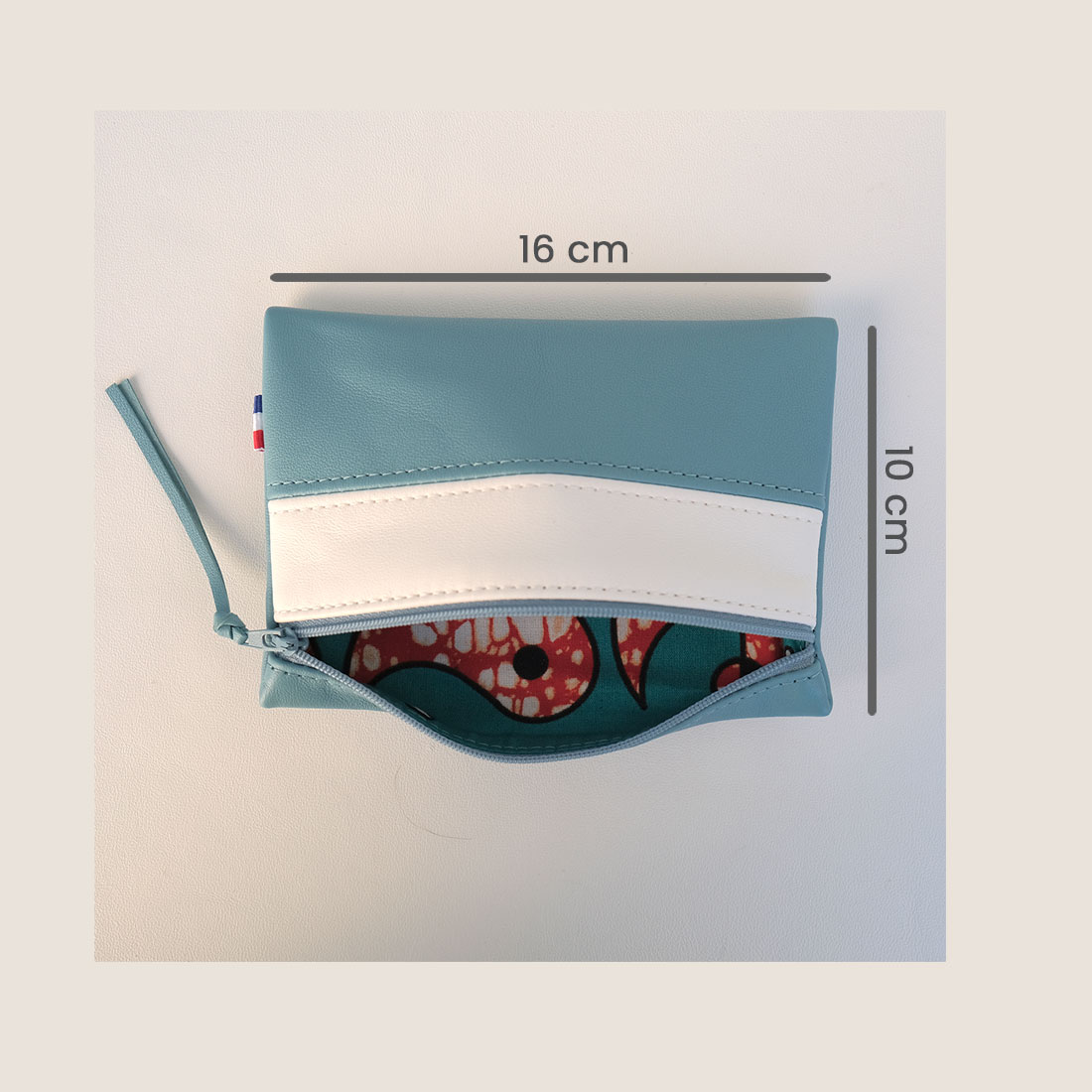 Pochette cuir format midi courge bleue meringue