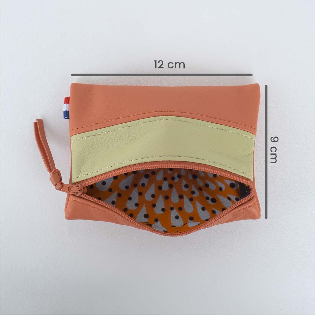 Pochette en cuir d'agneau coloris citrouille concombre