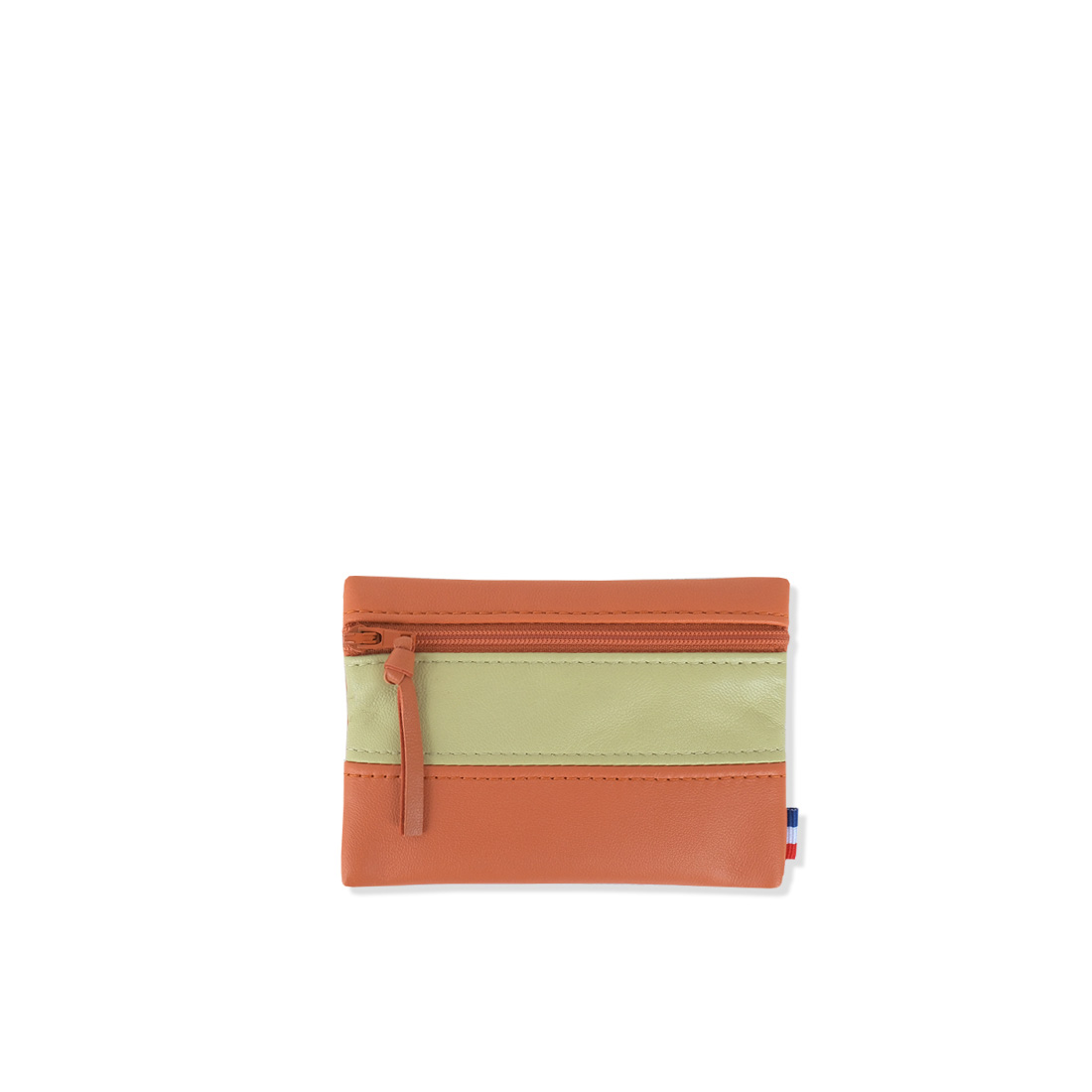 Pochette en cuir d'agneau coloris citrouille concombre