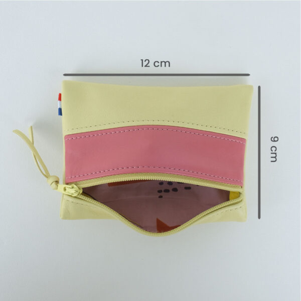 Pochette en cuir d'agneau coloris concombre pamplemousse