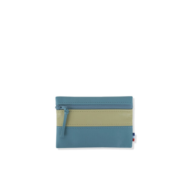 Pochette en cuir d'agneau coloris courge bleue concombre