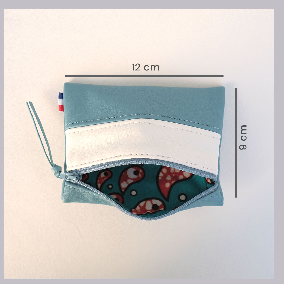 Pochette cuir mini format courge bleue meringue