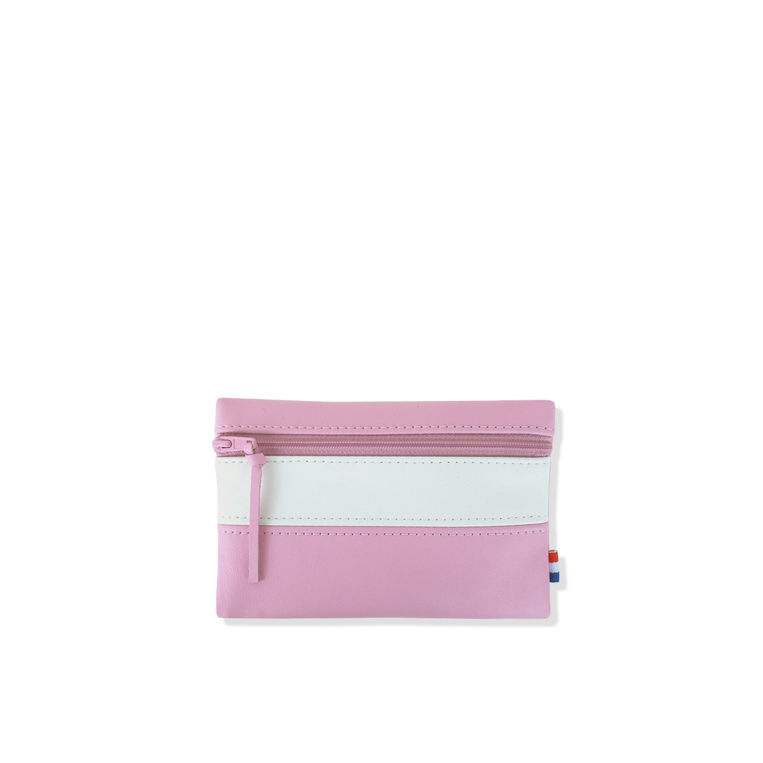 Pochette rectangulaire taille mini en cuir d'agneau coloris dragée rose