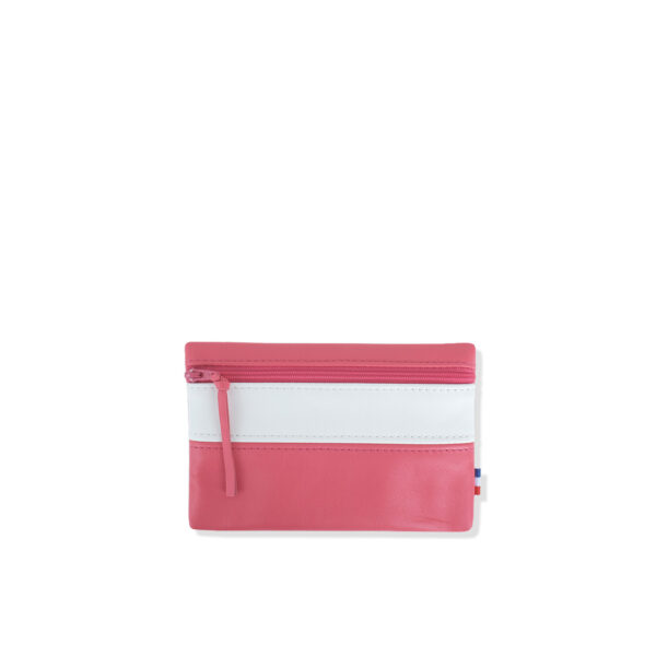 Pochette rectangulaire taille midi en cuir d'agneau coloris fruit du dragon meringue
