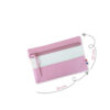 Pochette zippée rectangulaire en cuir d'agneau format midi coloris rose bonbon blanc