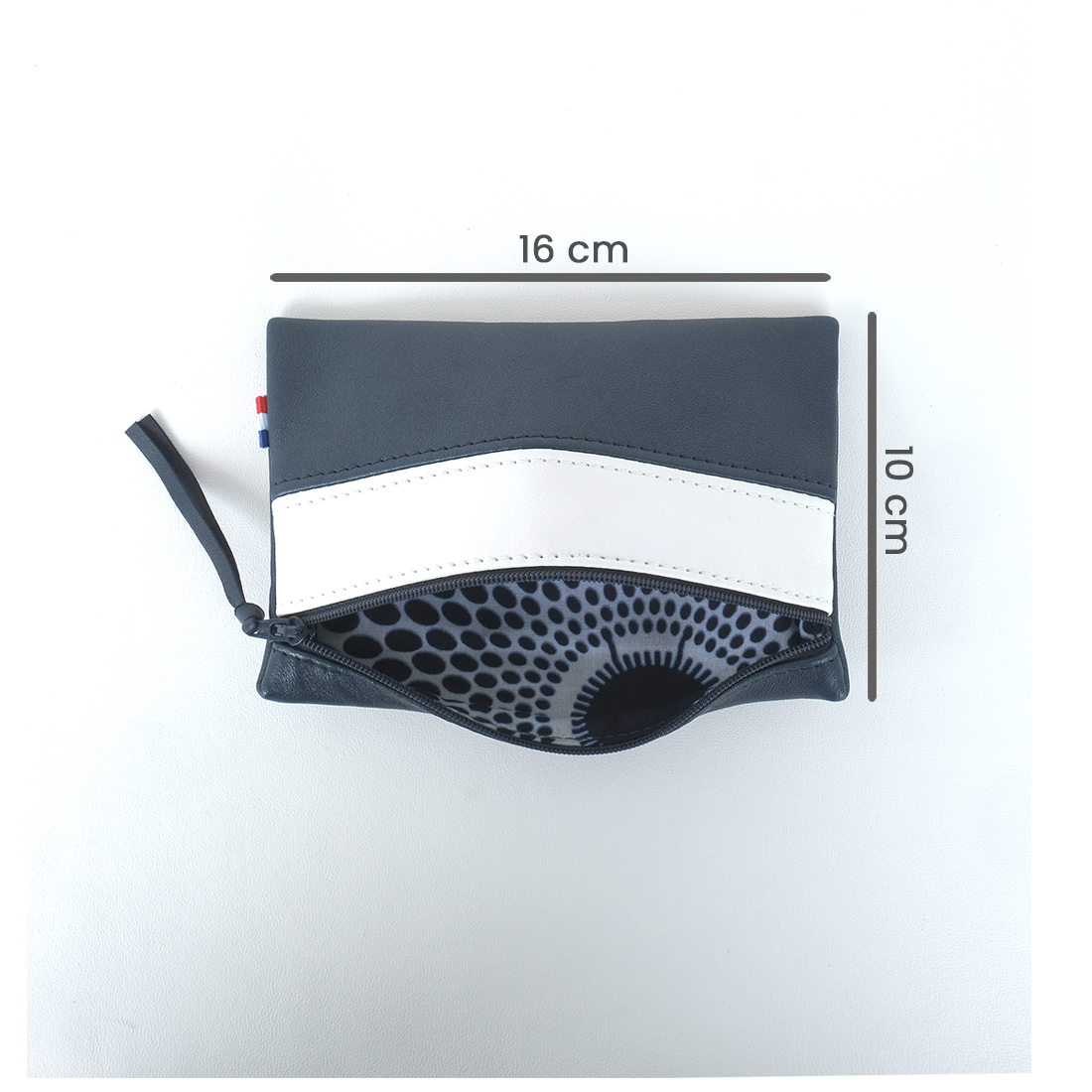 Pochette cuir mini myrtille meringue