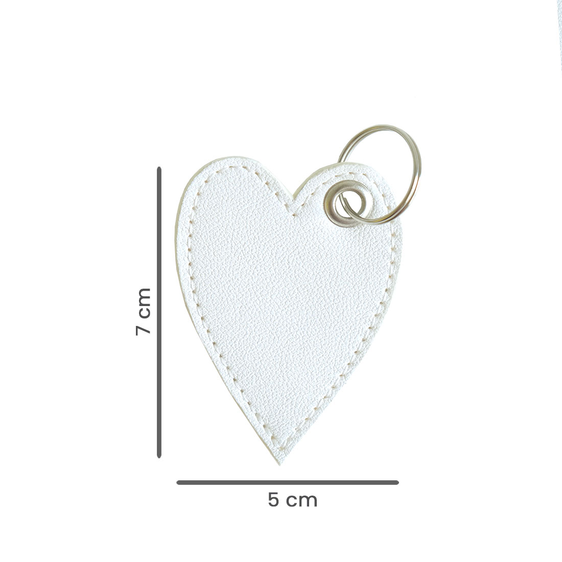 Porte-clé cœur en cuir d’agneau coloris blanc