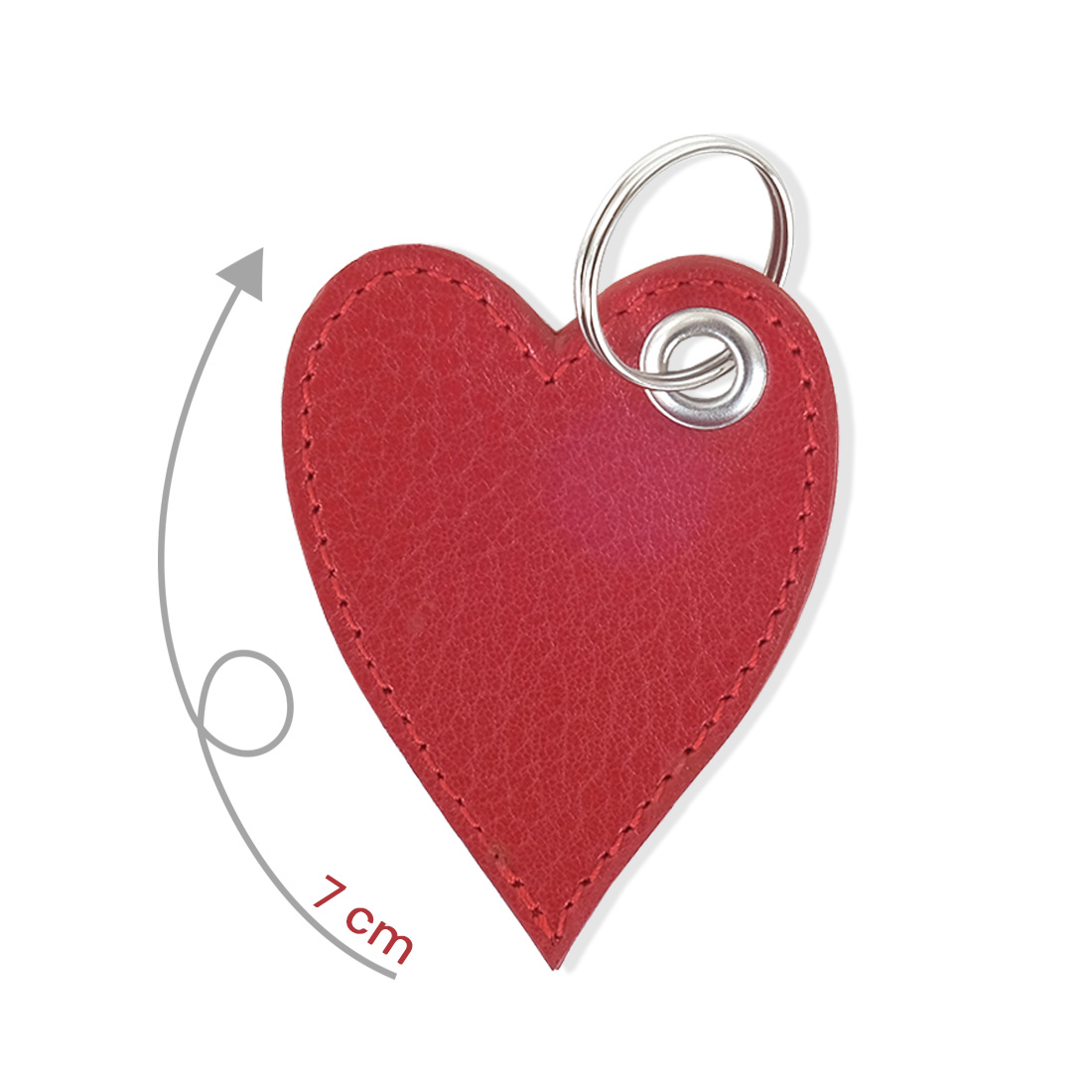 Porte-clé en cuir d'agneau rouge cerise