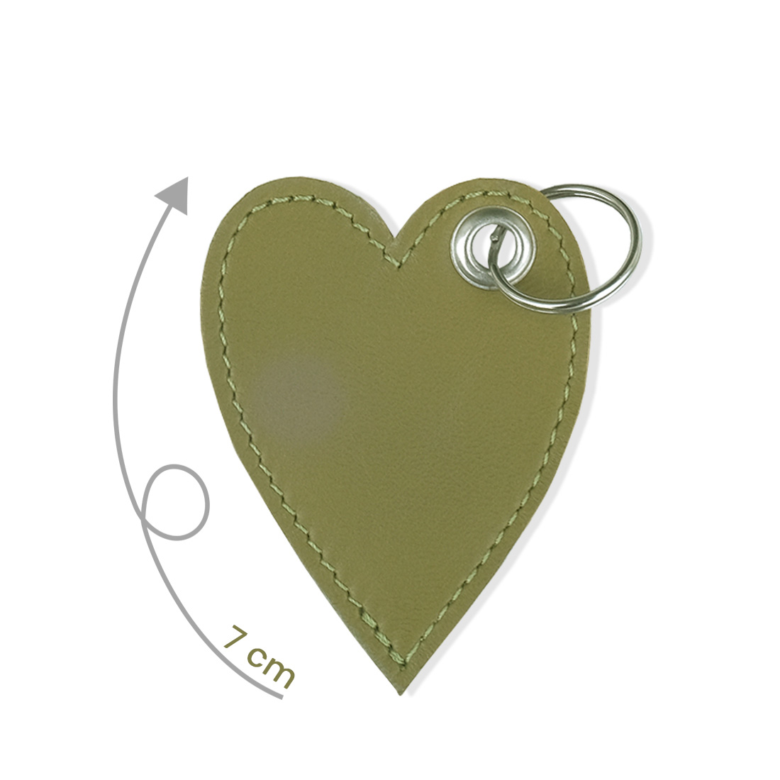 Porte-clé en cuir d'agneau vert olive