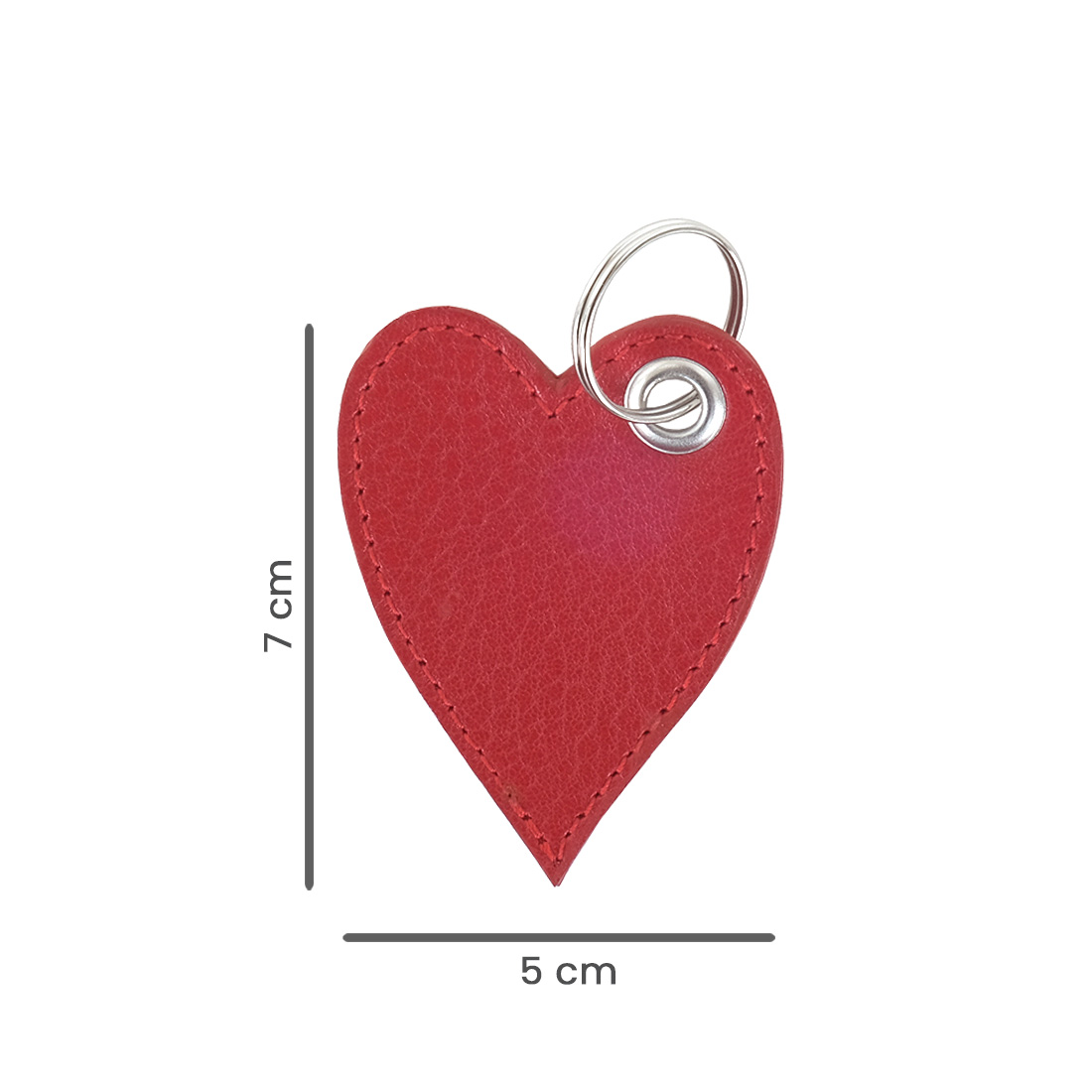 Porte-clé cœur rouge cerise en cuir d’agneau