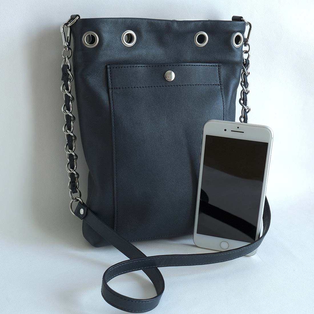 Tote bag en cuir mini format coloris myrtille