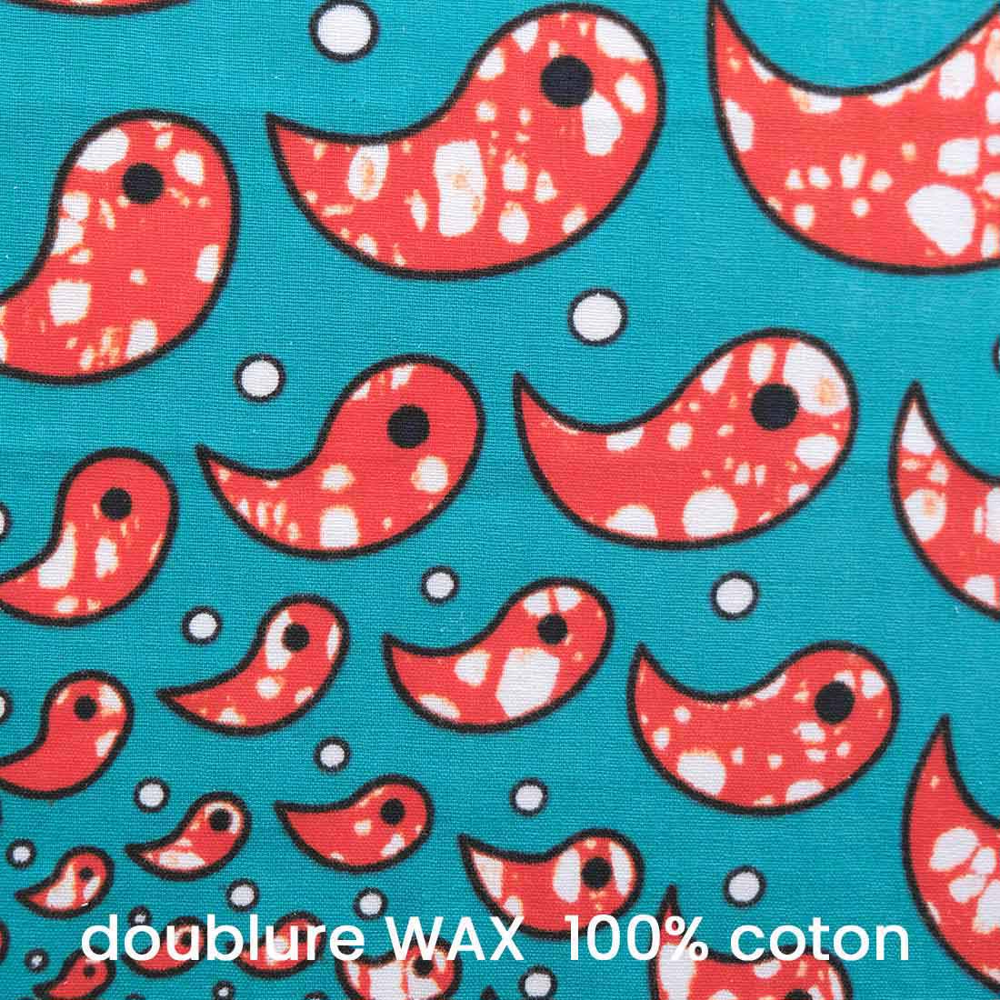 Doublure wax du mini tote bag en cuir d'agneau bicolore bleu canard blanc