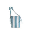 Mini tote bag en cuir double face coloris bleu courge et meringue