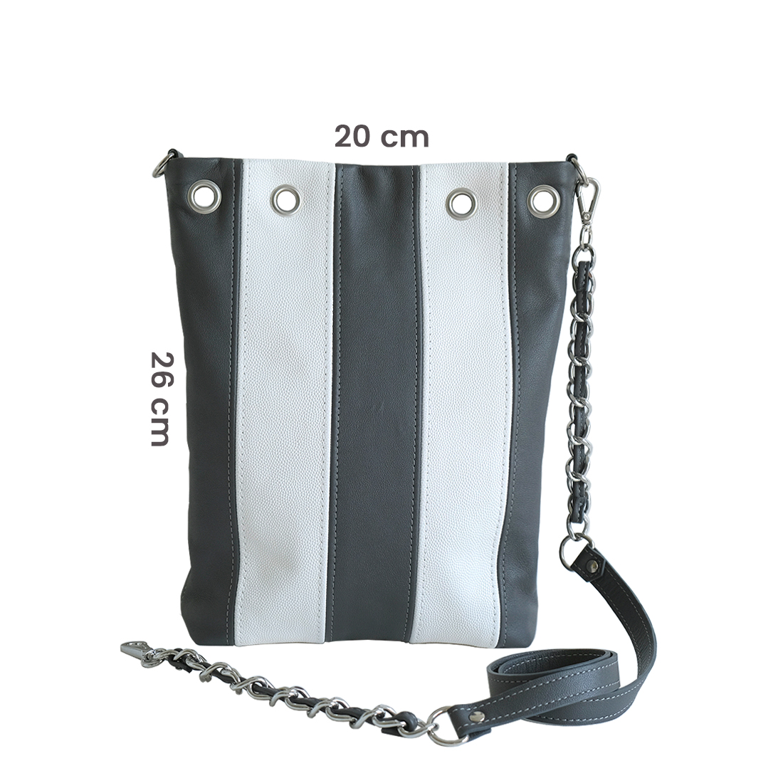 Mini tote bag en cuir double face coloris gris à personnaliser