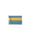 Pochette cuir format midi courge bleue citron