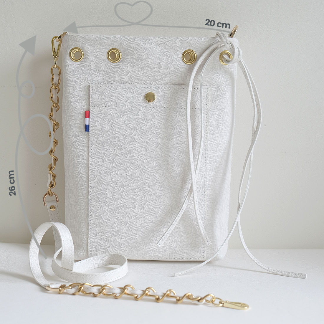 Mini tote bag en cuir uni blanc Mini tote bag en cuir d'agneau uni blanc