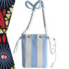 Tote bag cuir artisanal bleu ciel blanc Kirama Tote bag cuir artisanal fait main Kirama bleu ciel et blanc