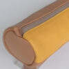 Trousse ronde en cuir marron jaune orange