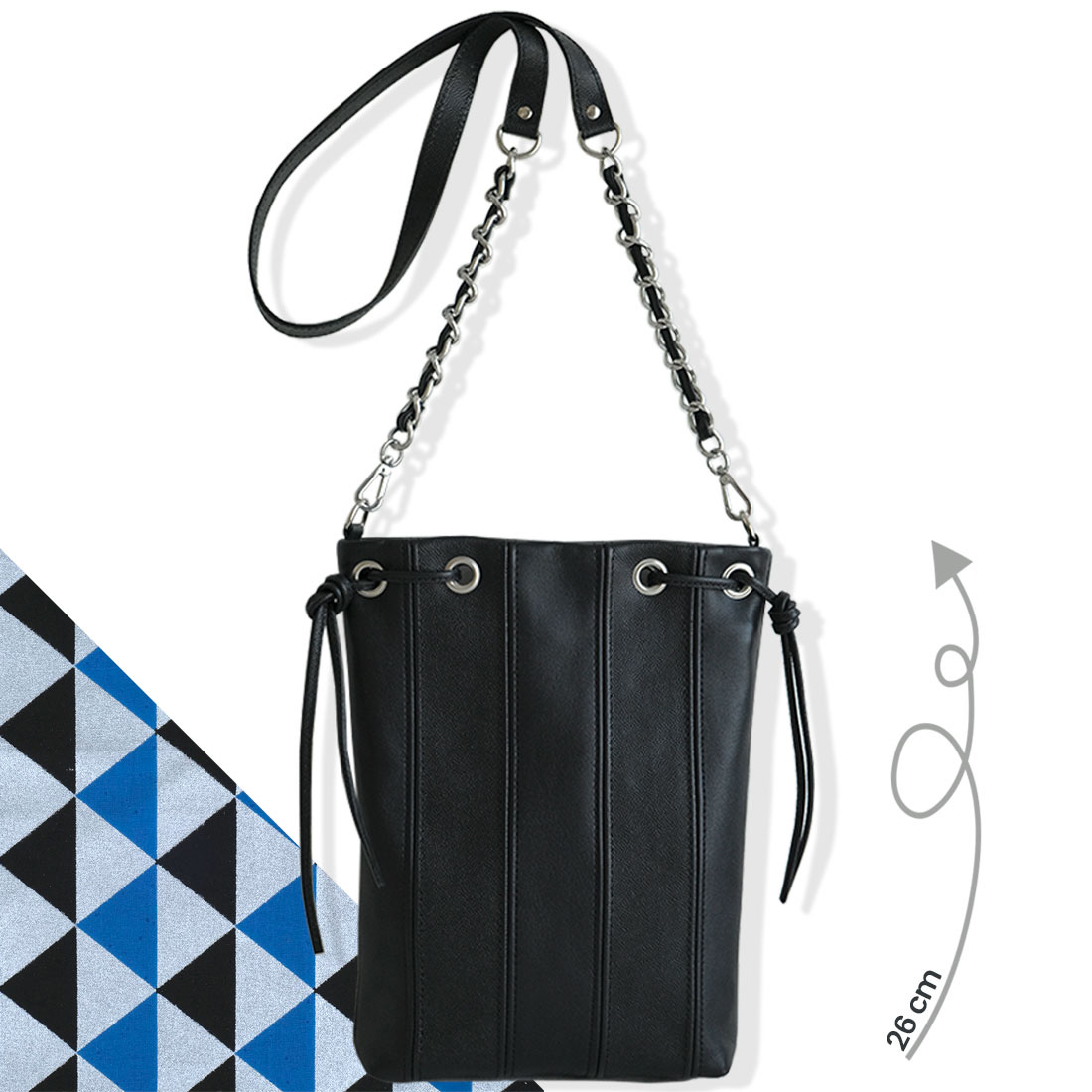 Mini tote bag en cuir uni noir