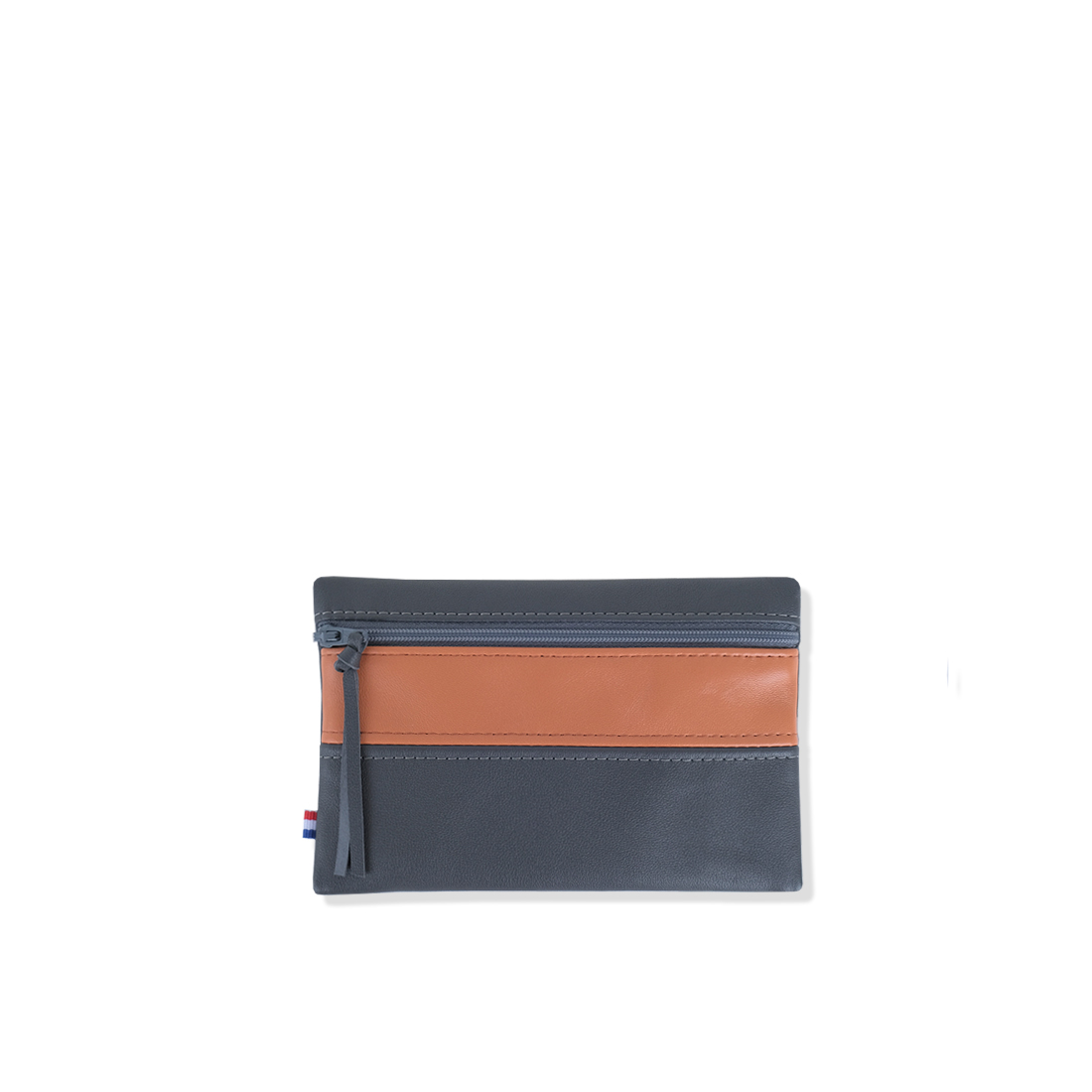 POCHETTE cuir midi gris lentille