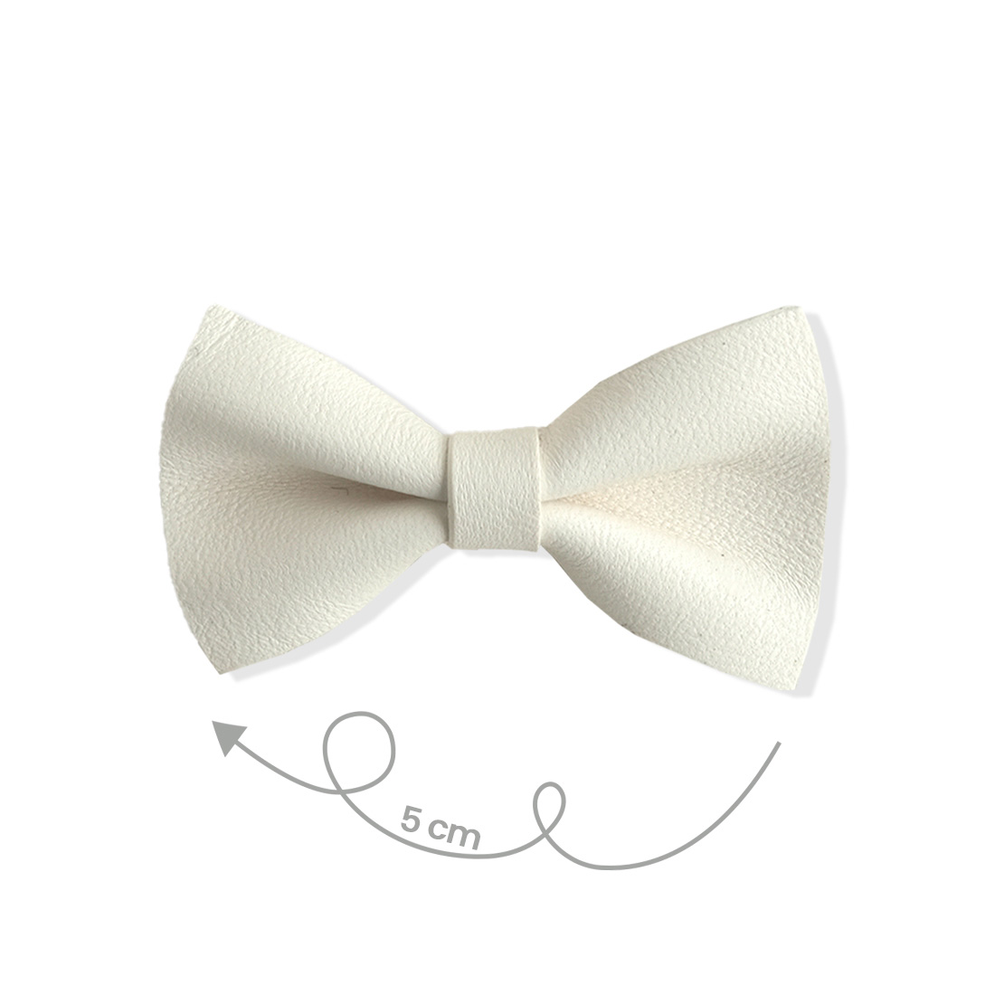 Barrette en cuir nœud papillon coloris blanc