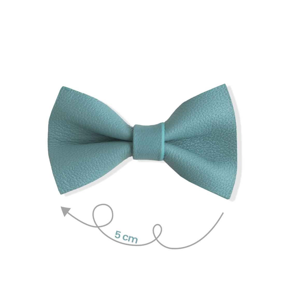 Barrette en cuir nœud papillon coloris bleu canard