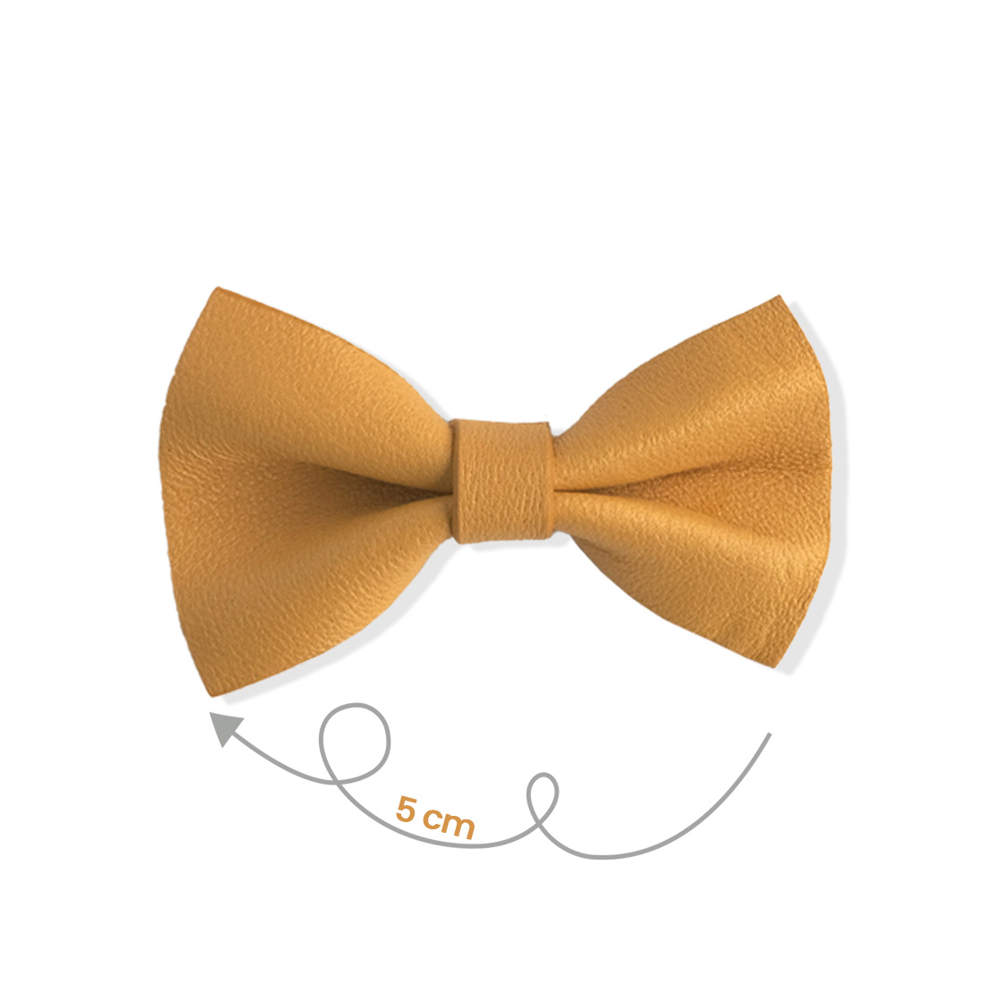 Barrette en cuir nœud papillon coloris jaune curcuma