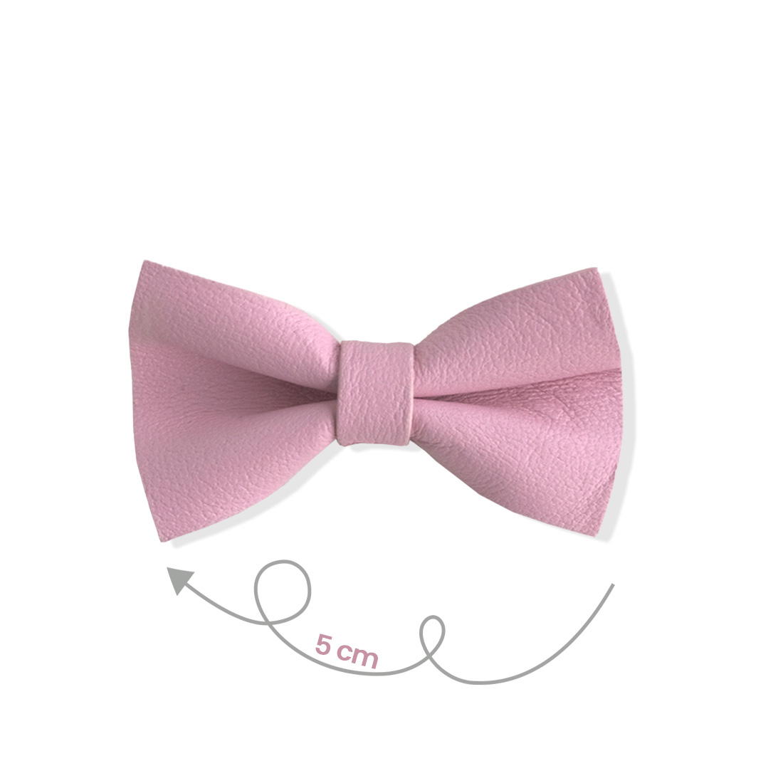 Barrette en cuir nœud papillon coloris rose bonbon