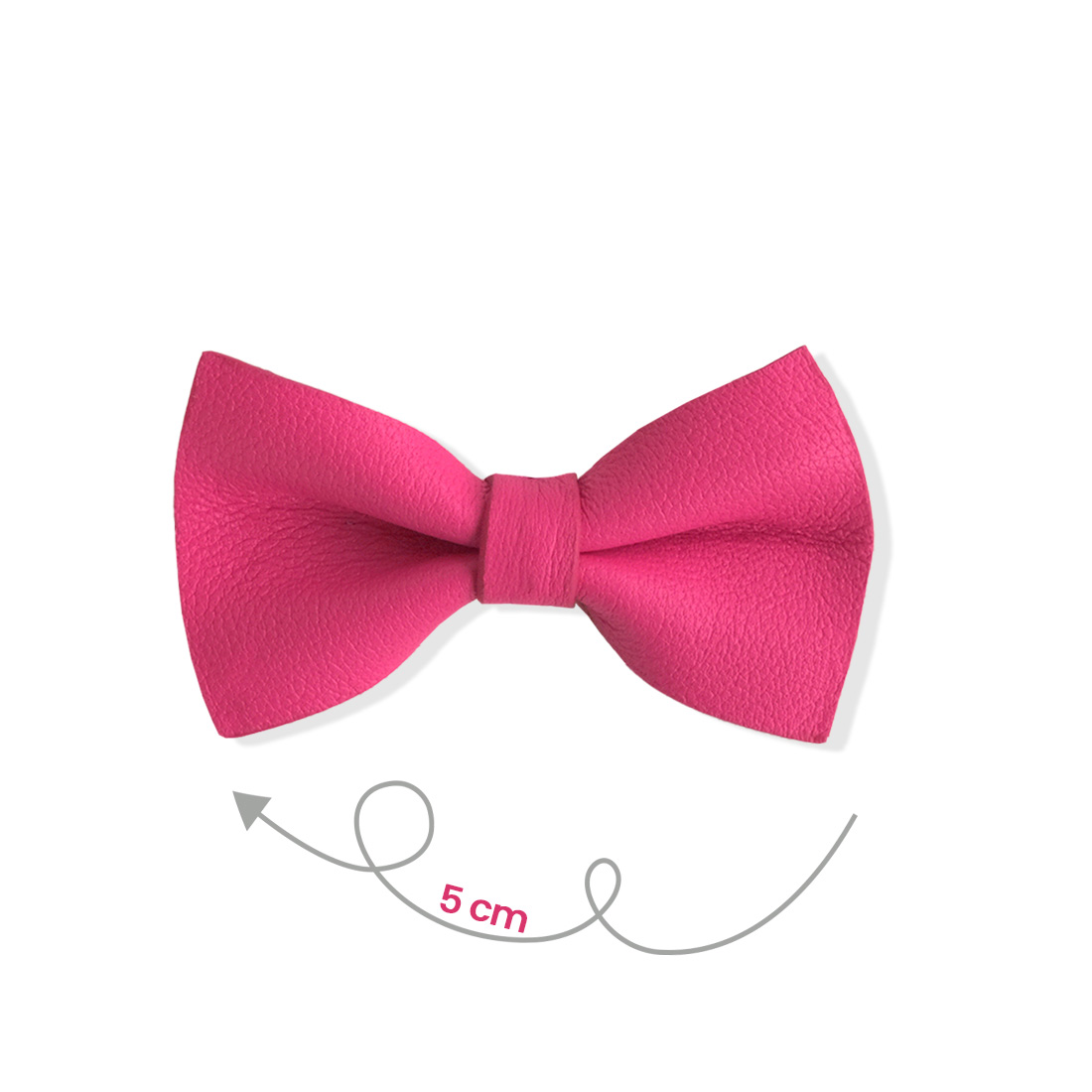 Barrette en cuir nœud papillon coloris rose fuchsia